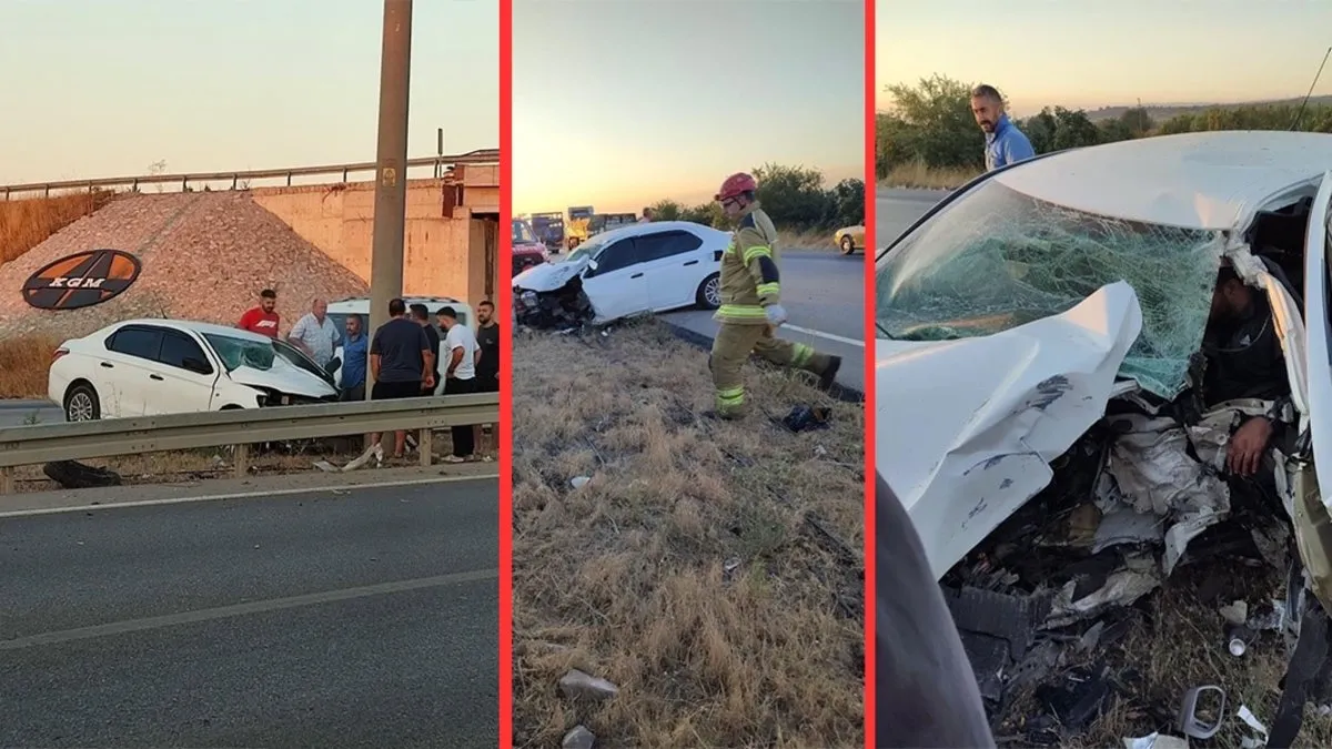 Bursa'da korkunç manzara: Direğe çarptı araçta sıkıştı!