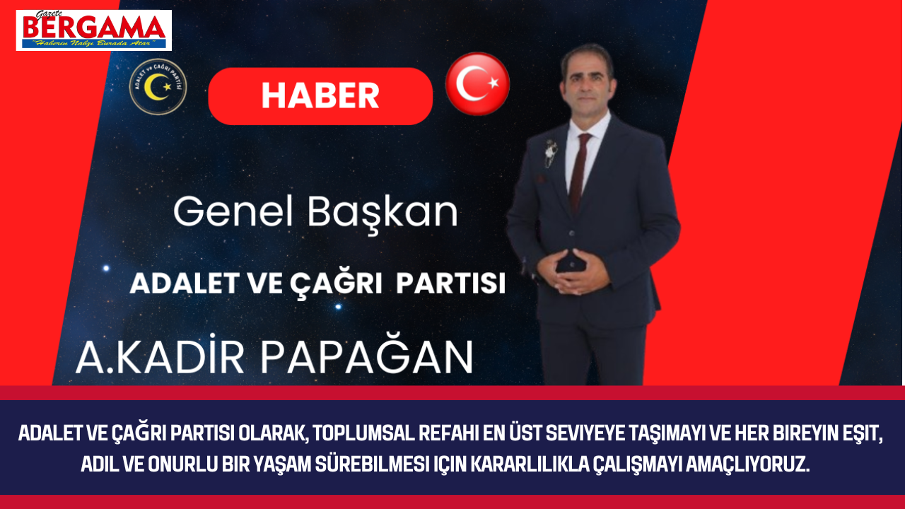 Adalet ve Çağrı Partisi olarak, toplumsal refahı en üst seviyeye taşımayı ve her bireyin eşit, adil ve onurlu bir yaşam sürebilmesi için kararlılıkla çalışmayı amaçlıyoruz.
