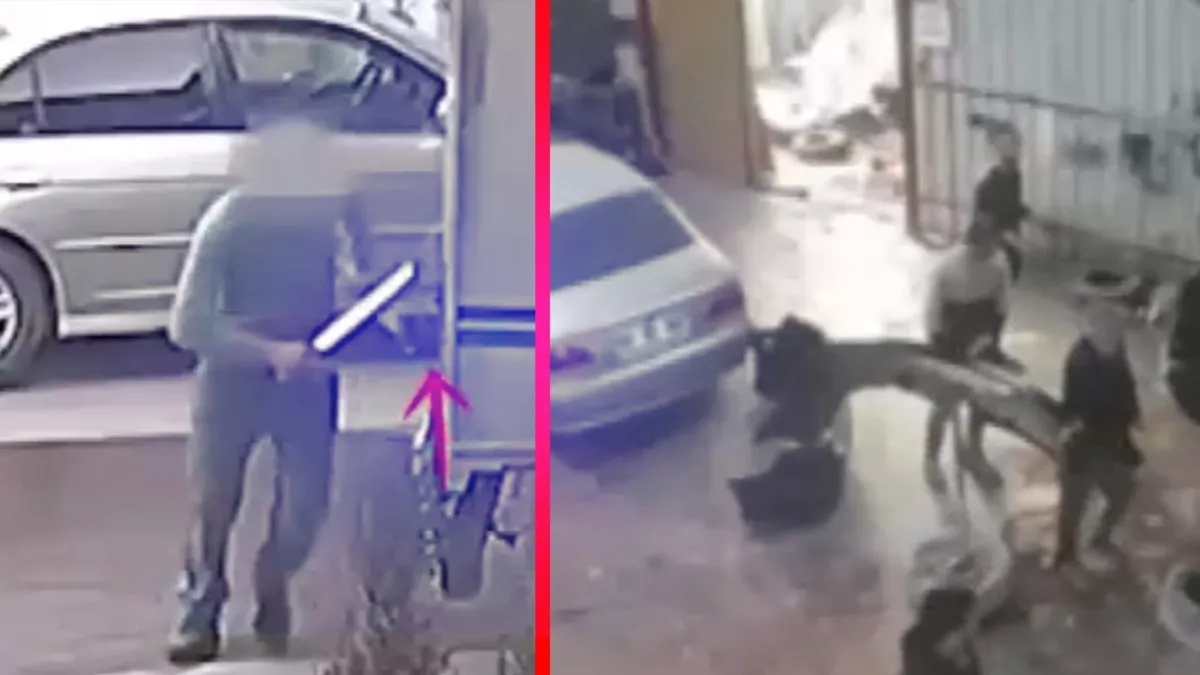 İzmir'de dehşet anları: İş yeri sahibini dövdüler yetmedi kompresör makinesi aldılar! İşte o anlar