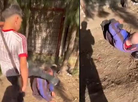 İzmir'de skandal! Sokakta uyuyan yaşlı adamın yüzüne tekme attı