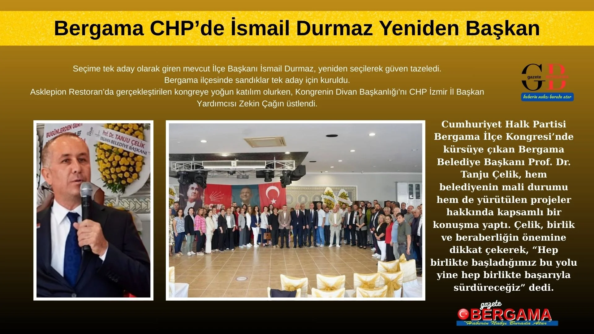 Bergama CHP’de İsmail Durmaz Yeniden Başkan