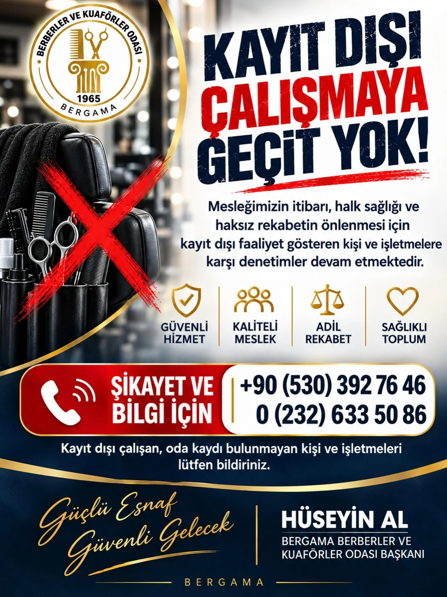 Bergama Berberler ve Kuaförler Odası’ndan Kayıt Dışı Faaliyetlere Sıkı Denetim: “Geçit Yok!”