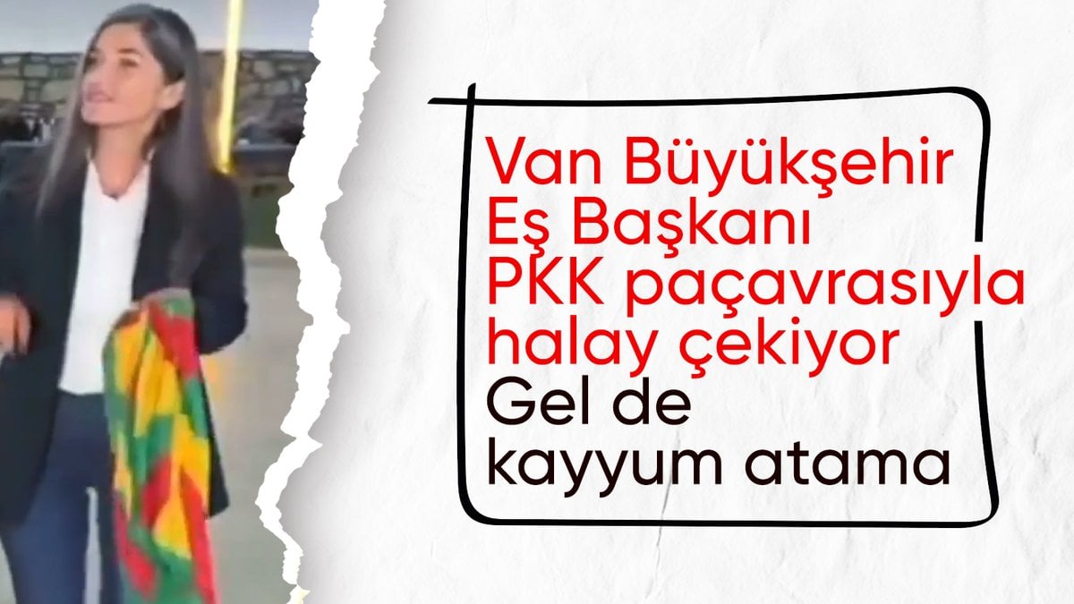 DEM Partili Van Belediyesi Eş Başkanı Neslihan Şedal, PKK paçavrasıyla halay çekti