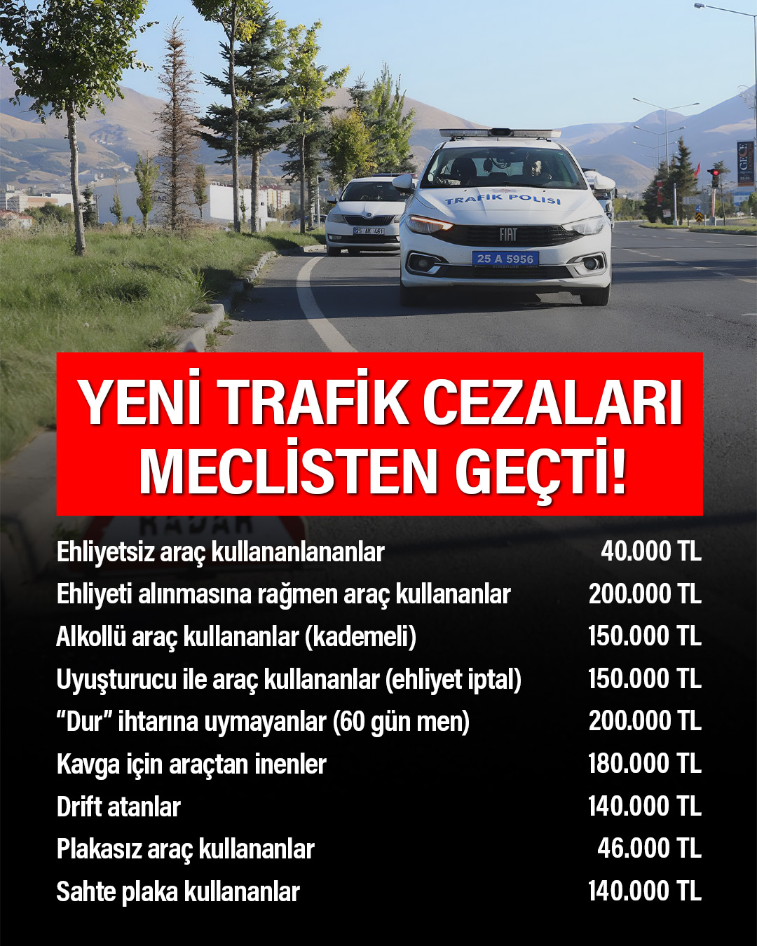 Trafik cezalarının artırılmasını içeren Karayolları Trafik Kanunu değişikliği TBMM Genel Kurulunda kabul Edildi!