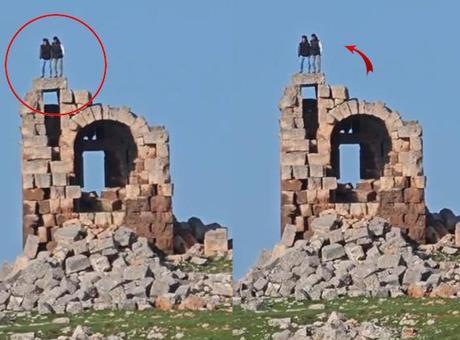 Nemrut’un Tahtı olarak bilinen kalıntılarda zıplayarak halay çektiler! Tepki çeken görüntüler